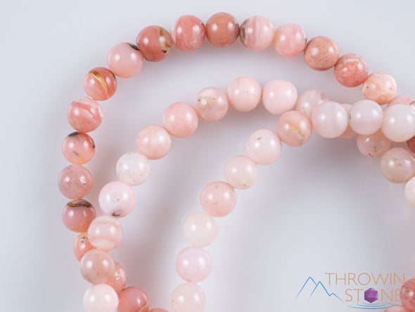 Peruvian PINK OPAL Crystal Bracelet - Round Beads - Beaded Bracelet, Handmade Jewelry, Healing Crystal Bracelet, E2035-Throwin Stones