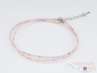 Pink CORAL Crystal Necklace, Choker - Faceted Seed Beads - Dainty Crystal Necklace, Beaded Necklace, Handmade Jewelry, E1583-Throwin Stones