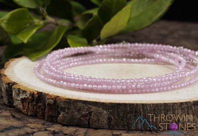 Pink CUBIC ZIRCONIA Crystal Necklace, Choker - Faceted Seed Beads - Dainty Crystal Necklace, Beaded Necklace, Handmade Jewelry, E1586-Throwin Stones