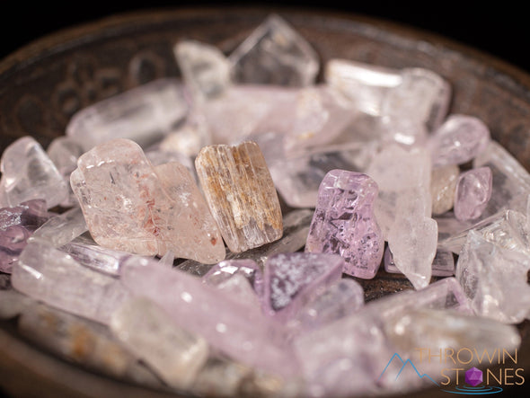 Pink KUNZITE Crystal Chips - Small Crystals, Gemstones, Jewelry Making, Tumbled Crystals, E1880-Throwin Stones