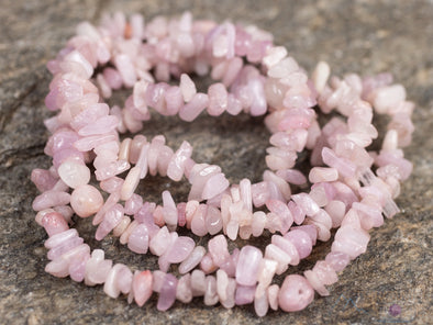 Pink KUNZITE Crystal Necklace - Chip Beads - Long Crystal Beaded Necklace, Handmade Jewelry, E0818-Throwin Stones