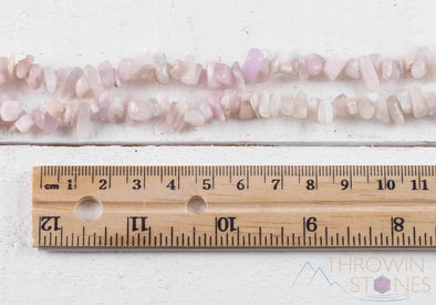 Pink KUNZITE Crystal Necklace - Chip Beads - Long Crystal Beaded Necklace, Handmade Jewelry, E0818-Throwin Stones