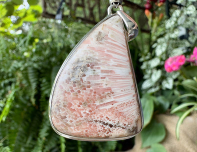 Pink SCOLECITE Gemstone Pendant - India - Authentic Scolecite Polished Crystal Jewelry, 53841-Throwin Stones