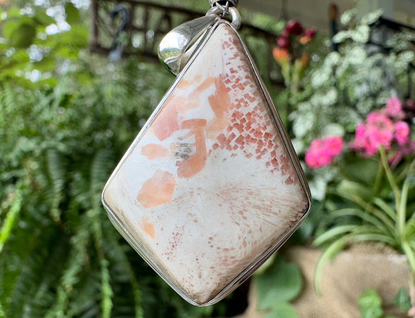 Pink SCOLECITE Gemstone Pendant - India - Authentic Scolecite Polished Crystal Jewelry, 53849-Throwin Stones