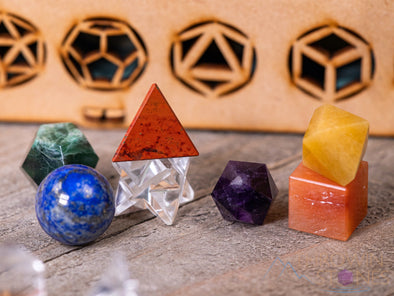 CrystalTears 7 Chakra Healing Crystals Set - Sacred Geometry Platonic Solids With Merkaba Star For Meditation & Reiki