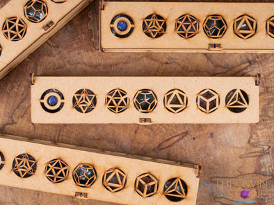 Platonic Solid Set, Merkaba, Crystal Sphere, in Crystal Grid Board Wooden Box - Healing Crystals Set, Beginner Crystal Kit, E1991-Throwin Stones