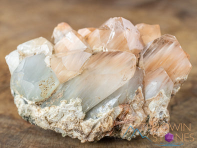 QUARTZ Raw Crystal Cluster w Orange Pink AMPHIBOLE - Housewarming Gift, Home Decor, Raw Crystals and Stones, 41880-Throwin Stones