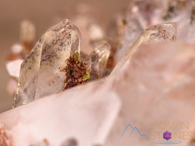 Quartz Raw Crystal Cluster w HEMATITE, EPIDOTE, PIEMONTITE - Housewarming Gift, Home Decor, Raw Crystals and Stones, 40886-Throwin Stones