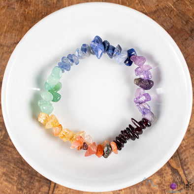 RAINBOW CHAKRA Crystal Bracelet - Chip Beads - Beaded Bracelet, Handmade Jewelry, Healing Crystal Bracelet, E1951-Throwin Stones