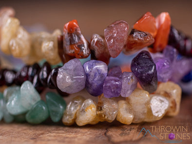 RAINBOW CHAKRA Crystal Bracelet - Chip Beads - Beaded Bracelet, Handmade Jewelry, Healing Crystal Bracelet, E1951-Throwin Stones