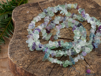 RAINBOW FLUORITE Crystal Necklace - Chip Beads - Long Crystal Necklace, Beaded Necklace, Handmade Jewelry, E0794-Throwin Stones
