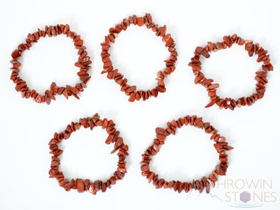 RED JASPER Crystal Bracelet - Chip Beads - Beaded Bracelet, Handmade Jewelry, Healing Crystal Bracelet, E1765-Throwin Stones
