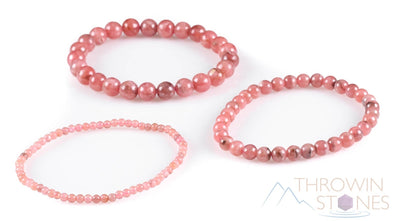 RHODOCHROSITE Crystal Bracelet - Gemmy Round Beads - Beaded Bracelet, Handmade Jewelry, Healing Crystal Bracelet, E1604-Throwin Stones