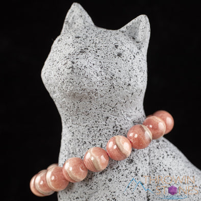 RHODOCHROSITE Crystal Bracelet, High Grade Banded Rhodochrosite Jewelry - Beaded Bracelet, Handmade Jewelry, Healing Crystal Bracelet, 38959-Throwin Stones