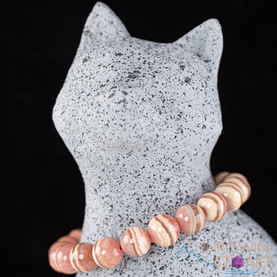 RHODOCHROSITE Crystal Bracelet, High Grade Banded Rhodochrosite Jewelry - Beaded Bracelet, Handmade Jewelry, Healing Crystal Bracelet, 38979-Throwin Stones