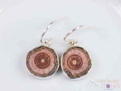 RHODOCHROSITE Crystal Earrings - Sterling Silver Bezel - Dangle Drop Earrings, Gemstone Handmade Jewelry Gift for Her, E2193-Throwin Stones