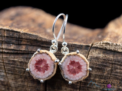 RHODOCHROSITE Crystal Earrings - Sterling Silver Prong - Dangle Drop Earrings, Gemstone Handmade Jewelry Gift for Her, E2194-Throwin Stones