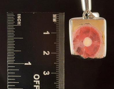 RHODOCHROSITE Crystal Pendant - Sterling Silver, Square Cabochon - Fine Jewelry, Healing Crystals and Stones, Valentines Day Gift, 54475-Throwin Stones