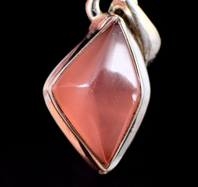 RHODOCHROSITE Gemstone Pendant - Polished Rhodochrosite Crystal Gemstone Cabochon in an Open Back Sterling Silver Bezel Setting, 52934-Throwin Stones