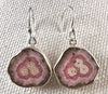 RHODOCHROSITE Stalactite Slice Earrings - Argentina - Genuine Pink Rhodochrosite, Sterling Silver, Drop Earrings, 53709-Throwin Stones