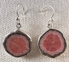 RHODOCHROSITE Stalactite Slice Earrings Argentina - Genuine Pink Rhodochrosite, Sterling Silver, Drop Earrings, 53710-Throwin Stones