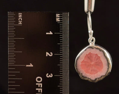 RHODOCHROSITE Stalactite Slice Earrings Argentina - Genuine Pink Rhodochrosite, Sterling Silver, Drop Earrings, 53710-Throwin Stones