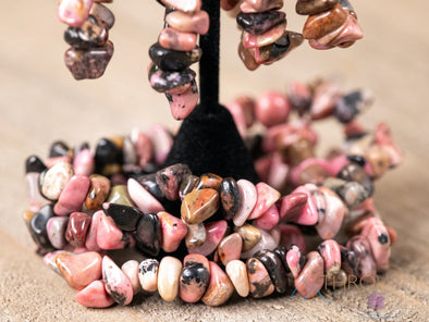 RHODONITE Crystal Bracelet - Chip Beads - Beaded Bracelet, Handmade Jewelry, Healing Crystal Bracelet, E1778-Throwin Stones