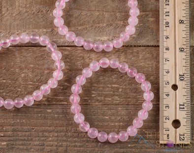 ROSE QUARTZ Crystal Bracelet - Round Beads - Beaded Bracelet, Birthstone Bracelet, Handmade Jewelry, Healing Crystal Bracelet, E0601-Throwin Stones