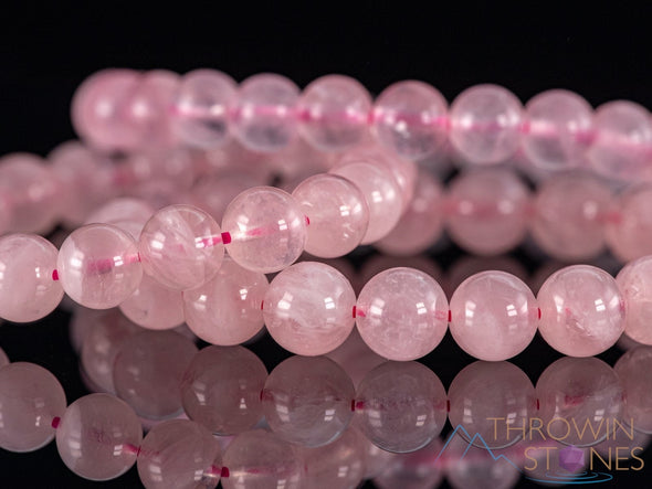 ROSE QUARTZ Crystal Bracelet - Round Beads - Beaded Bracelet, Birthstone Bracelet, Handmade Jewelry, Healing Crystal Bracelet, E0601-Throwin Stones