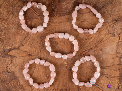 ROSE QUARTZ Crystal Bracelet - Tumbled Beads - Beaded Bracelet, Birthstone Bracelet, Handmade Jewelry, Healing Crystal Bracelet, E1984-Throwin Stones