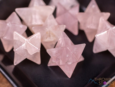 ROSE QUARTZ Crystal Merkaba - Star, Sacred Geometry, Metaphysical, Healing Crystals and Stones, E0878-Throwin Stones