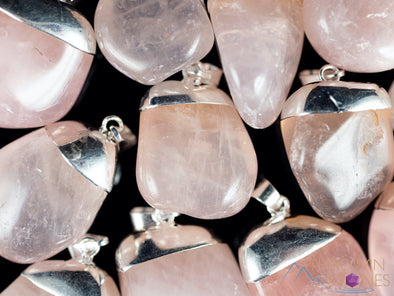 ROSE QUARTZ Crystal Pendant - Tumbled Crystals, Birthstone, Handmade Jewelry, Healing Crystals and Stones, E0913-Throwin Stones