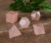 ROSE QUARTZ Crystal Platonic Solids Set - Sacred Geometry Home Decor, Metaphysical Healing Crystals and Stones, E0499-Throwin Stones