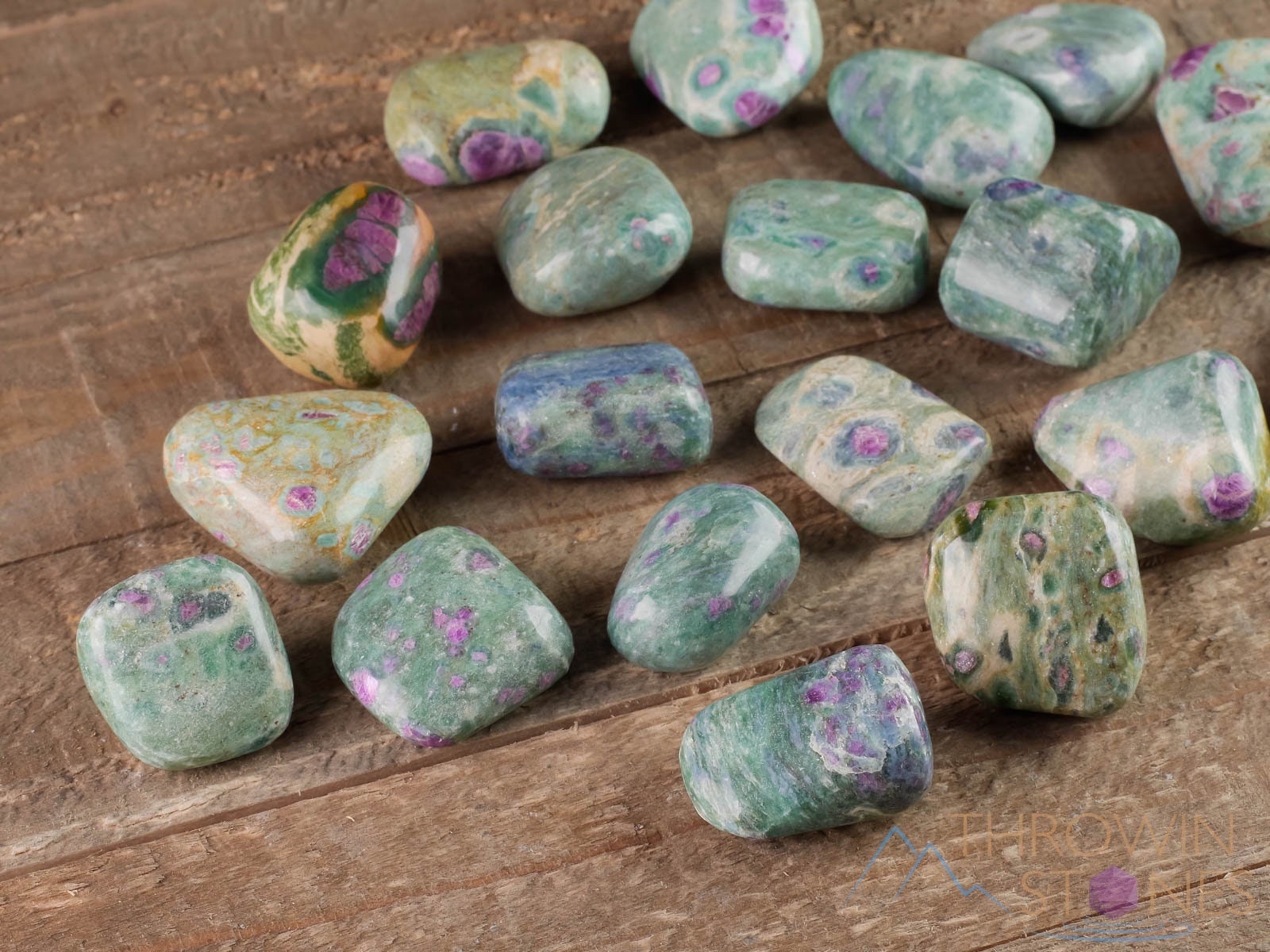 Ruby in Fuchsite Palm Stones | UV Reactive Ruby Fuchsite Pocket Stones Ruby in Fuchsite Palm Stones | UV Reactive Ruby Fuchsite Pocket Stones