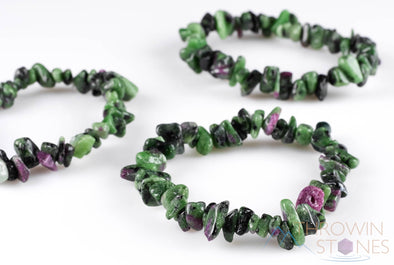 RUBY ZOISITE Crystal Bracelet - Chip Beads - Beaded Bracelet, Handmade Jewelry, Healing Crystal Bracelet, E0644-Throwin Stones
