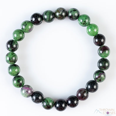 RUBY ZOISITE Crystal Bracelet - Round Beads - Beaded Bracelet, Birthstone Bracelet, Handmade Jewelry, Healing Crystal Bracelet, E0572-Throwin Stones