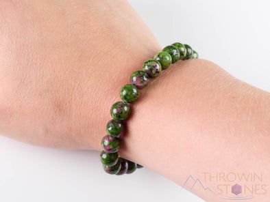 RUBY ZOISITE Crystal Bracelet - Round Beads - Beaded Bracelet, Birthstone Bracelet, Handmade Jewelry, Healing Crystal Bracelet, E0572-Throwin Stones