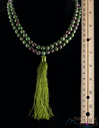RUBY ZOISITE Crystal Necklace, Mala - Jewelry For Meditation, Beaded Necklace, Healing Crystals and Stones, E0120-Throwin Stones