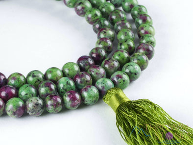 RUBY ZOISITE Crystal Necklace, Mala - Jewelry For Meditation, Beaded Necklace, Healing Crystals and Stones, E0120-Throwin Stones