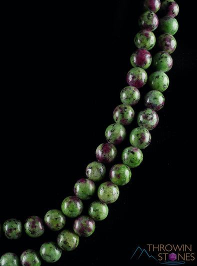 RUBY ZOISITE Crystal Necklace, Mala - Jewelry For Meditation, Beaded Necklace, Healing Crystals and Stones, E0120-Throwin Stones