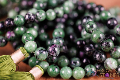 RUBY ZOISITE Crystal Necklace, Mala - Jewelry For Meditation, Beaded Necklace, Healing Crystals and Stones, E0120-Throwin Stones