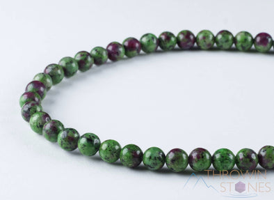 RUBY ZOISITE Crystal Necklace, Mala - Jewelry For Meditation, Beaded Necklace, Healing Crystals and Stones, E0120-Throwin Stones