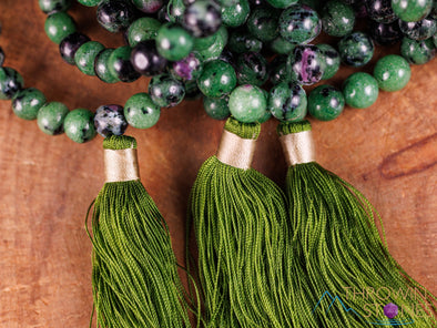 RUBY ZOISITE Crystal Necklace, Mala - Jewelry For Meditation, Beaded Necklace, Healing Crystals and Stones, E0120-Throwin Stones