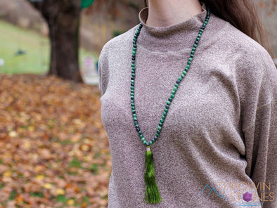 RUBY ZOISITE Crystal Necklace, Mala - Jewelry For Meditation, Beaded Necklace, Healing Crystals and Stones, E0120-Throwin Stones