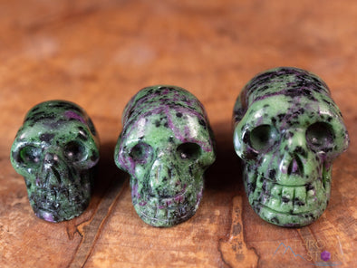 RUBY ZOISITE Crystal Skull - Gothic Home Decor, Memento Mori, Halloween Decor, Rainbow Goth, E1246-Throwin Stones