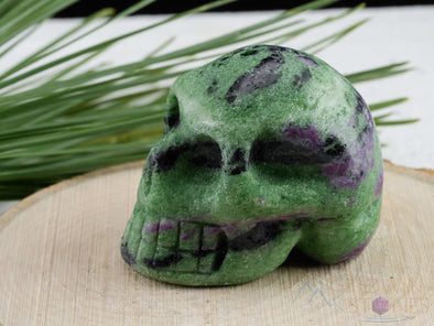 RUBY ZOISITE Crystal Skull - Gothic Home Decor, Memento Mori, Halloween Decor, Rainbow Goth, E1246-Throwin Stones