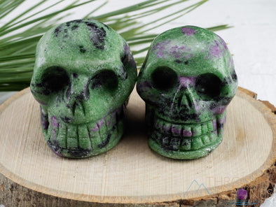 RUBY ZOISITE Crystal Skull - Gothic Home Decor, Memento Mori, Halloween Decor, Rainbow Goth, E1246-Throwin Stones