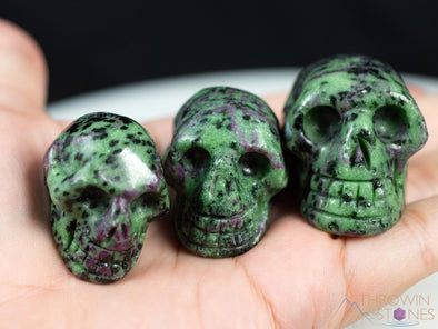 RUBY ZOISITE Crystal Skull - Gothic Home Decor, Memento Mori, Halloween Decor, Rainbow Goth, E1246-Throwin Stones