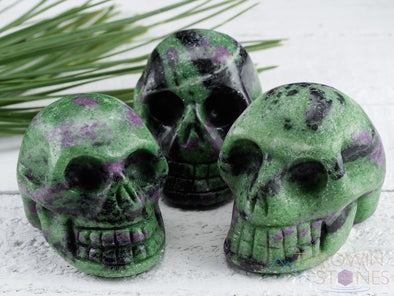 RUBY ZOISITE Crystal Skull - Gothic Home Decor, Memento Mori, Halloween Decor, Rainbow Goth, E1246-Throwin Stones