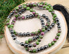 RUBY ZOISITE & HEMATITE Crystal Necklace, Mala - Beaded Necklace, Handmade Jewelry, Healing Crystals and Stones, E1355-Throwin Stones